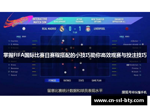 掌握FIFA国际比赛日赛程搭配的小技巧助你高效观赛与投注技巧